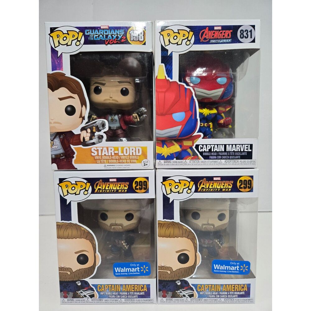 Marvel Avengers Funko Pop Lot | Set of 4 Figures | Captain America Exclusives